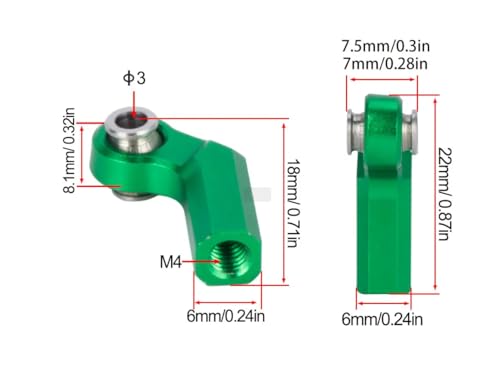 1/10 RC Crawler Rod Ends,4pcs M4 Aluminum Chassis Link Steering Rod Straight Rod Ends/Bend Rod Ends for 1/10 RC Crawler SCX10 TRX4 Capra VS4-10 Wraith (Straight 7mm T) - color: Straight 7mm T
