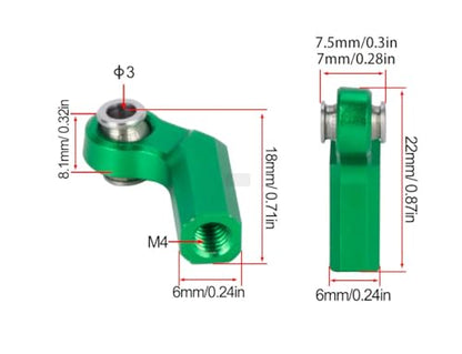 1/10 RC Crawler Rod Ends,4pcs M4 Aluminum Chassis Link Steering Rod Straight Rod Ends/Bend Rod Ends for 1/10 RC Crawler SCX10 TRX4 Capra VS4-10 Wraith (Straight 7.5mm T) - color: Straight 7.5mm T