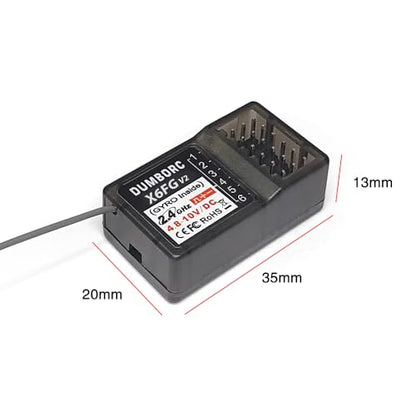 ATA HOBBY DUMBORC 2Pcs X6FG(Built in Gyro) 6 Channels 2.4GHz RC Receiver | For DUMBORC X6, X6PM-350 Transmitter, RC Car, Boat, Tank, Drifting Car - style: 2 Pcs-X6FG(Built in Gyro)