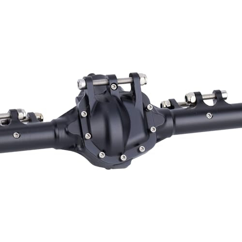 HD44 Axles, 1/10 RC Offset Straight Axles, CNC Aluminum Integrated Front & Rear Axles with High-Strength Steel Gears, for 1/10 RC Crawlers Vanquish VS4-10 & Axial SCX10 II Upgrades (Black) - color: Black