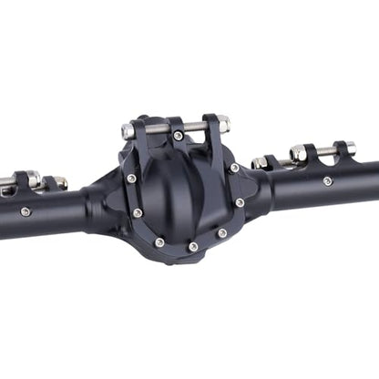 HD44 Axles, 1/10 RC Offset Straight Axles, CNC Aluminum Integrated Front & Rear Axles with High-Strength Steel Gears, for 1/10 RC Crawlers Vanquish VS4-10 & Axial SCX10 II Upgrades (Black) - color: Black