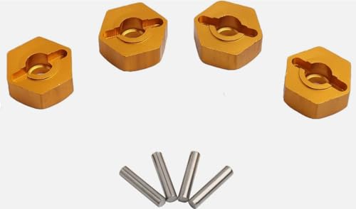 4pcs 12mm Aluminum Wheel Hex Nut Hub Adapter for HSP 102042 02100 Himoto 4WD 1/10 RC Car (Gold) - color: Gold