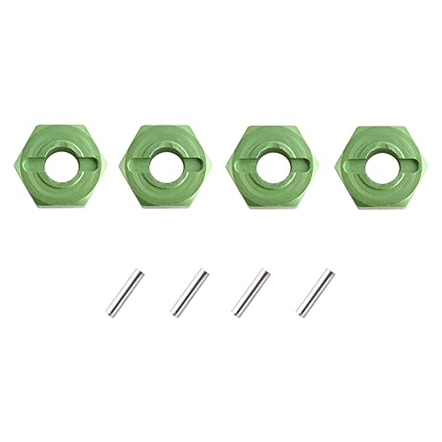 12mm Hex Wheel Hub Mount, Aluminum 7mm Thick with 2x10mm Stub Axle Pins for 1/10 Slash 4x4 & HQ 727 RC Cars Replacement Upgrade Parts (Green)(Set of 4) - color: Green