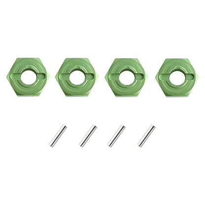 12mm Hex Wheel Hub Mount, Aluminum 7mm Thick with 2x10mm Stub Axle Pins for 1/10 Slash 4x4 & HQ 727 RC Cars Replacement Upgrade Parts (Green)(Set of 4) - color: Green
