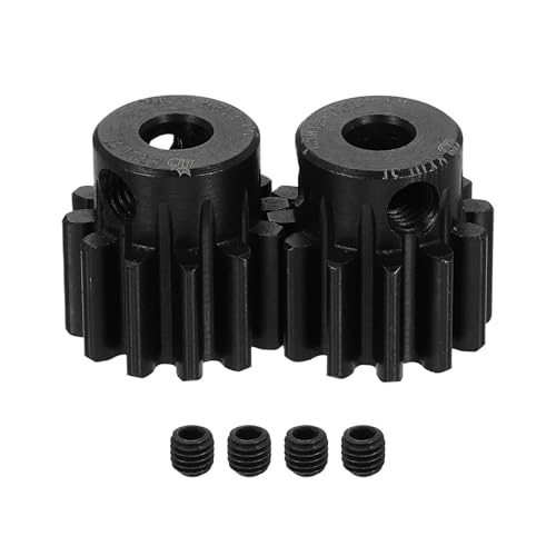 uxcell 2Pcs 1.5 Mod 12T Spur Gear 6mm Bore, 1045 Steel Pinion Gear Black Surface Treatment, 20° Pressure Angle, for Spur Rack and RC Model Car or Motor DIY(15mm) - size: 1.5 Mod 12T, 6mm x 15mm