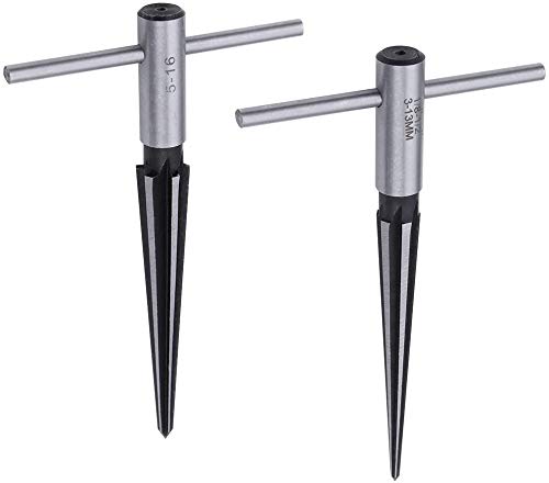 AOWESM Guitar Tapered Reamer Set — 3–13 mm & 5–16 mm (2-Piece Set) | 1/8″–1/2″ & 1/2″–5/8″ Bridge Pin Hole Hand-Held Taper Reamer — 6-Flute Chamfering Reamer for Guitar Luthiers and Woodworkers