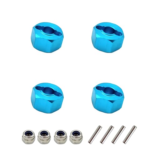 Aluminum Alloy 12mm Wheel Hex Nuts and M4 Lock Nuts Compatible with MJX Hyper Go 14301 14302 14210 16207 16209 16210 1/14 1/16 RC Car (Blue) - color: Blue