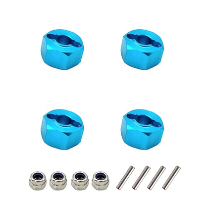 Aluminum Alloy 12mm Wheel Hex Nuts and M4 Lock Nuts Compatible with MJX Hyper Go 14301 14302 14210 16207 16209 16210 1/14 1/16 RC Car (Blue) - color: Blue