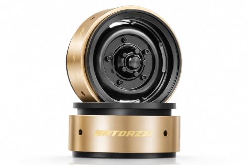 1.9" Aluminum Beadlock 4-Slot Road Wheels with Brass Weights for 1/10 RC Crawler Upgrade, Compatible with FMS FCX10, SCX10,TRX4,TRX6(2pcs) Black - color: Black