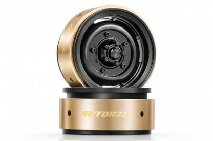 1.9" Aluminum Beadlock 4-Slot Road Wheels with Brass Weights for 1/10 RC Crawler Upgrade, Compatible with FMS FCX10, SCX10,TRX4,TRX6(2pcs) Black - color: Black