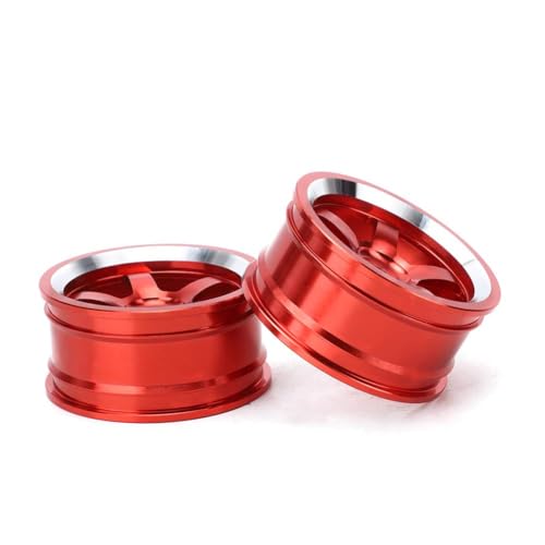 HERCHR RC Wheel Hub, 4Pcs Aluminum Alloy Wheel Rim Hub Accessory Parts for HSP94123 1/10 RC Drift Crawler Car - color: Red