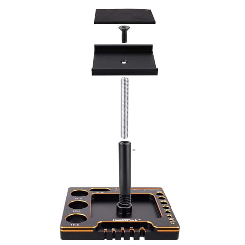 Hobbypark 1/18 1/24 RC Crawler Work Stand 360 Degree Rotation Lift Or Lower RC Car Repair Workstation for TRX4M TRX4MT Axial SCX24 AX24 FCX24 Tools (Unassembled) (Black-Gold)