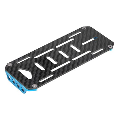 RC Battery Mount Plate, Aluminium Alloy Carbon Fiber Battery Protective Plate 15.5x6.2x1.5cm/6.10x2.44x0.59in Mounting Board for 1/10 Scale RC Car (Blue) - color: Blue