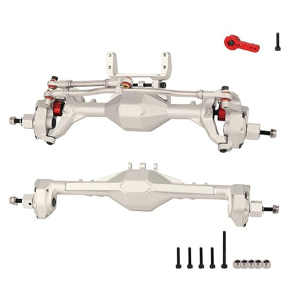 1/10 CNC Aluminum Alloy Integrated Front & Rear Portal Axle for SCX10 II Element Enduro GEN8 RGT EX86100 90046 90047 RC Crawler Upgrade Part (Silver)
