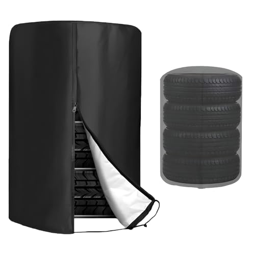 Tire Cover, Waterproof 420D Oxford Spare Tire Storage Bag with Zipper, Heavy Duty Tyre Stack Dust Protective Cover for Trucks SUVs Trailers, Universal Car Accessories - size: 1pcs