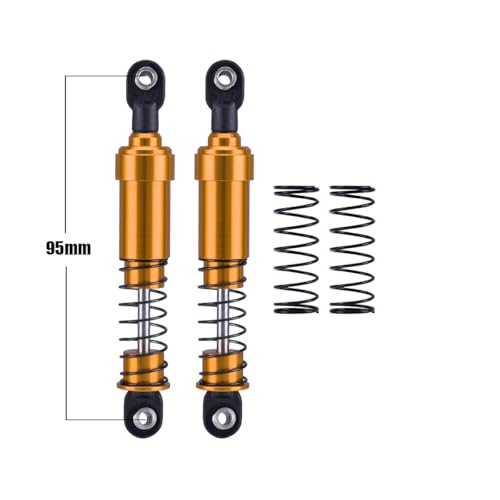 RCQQPS 4pcs Aluminum Big Bore Shocks for 1/10 RC Crawler LCG Chassis Gspeed V3 Element Enduro SCX10 TRX4 Gamde R1 Comp Builds DIY (Gold 95mm 4pcs) - color: Gold 95mm 4pcs