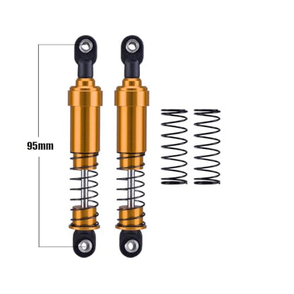 RCQQPS 4pcs Aluminum Big Bore Shocks for 1/10 RC Crawler LCG Chassis Gspeed V3 Element Enduro SCX10 TRX4 Gamde R1 Comp Builds DIY (Gold 95mm 4pcs) - color: Gold 95mm 4pcs