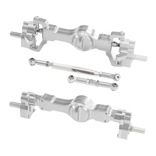 CNC Aluminum Front and Rear Portal Axle Assembly with Steel Gears for WPL C74 C14 C24 B14 B24 B16 B36 C64 1/10 1/16 RC Crawler Truck Upgrades Parts (Silver Set) - color: Silver Set
