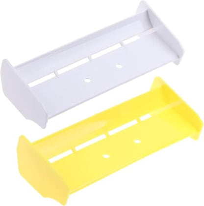 2 Pack 1/10 RC Plastic Rear Spoiler Compatible with 1:10 Scale RC Off-Road Short Course Truck Buggy Racing Rear Wing Tail (White/Yellow) - color: White/Yellow
