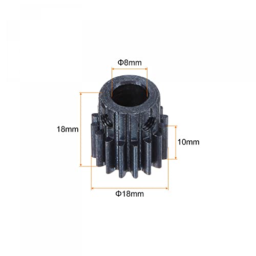 uxcell 1Mod 16T Pinion Gear 8mm Bore Hardened Steel Motor Rack Spur Gear with Step for RC Car Truck Buggy Gear Drive, 2 Set