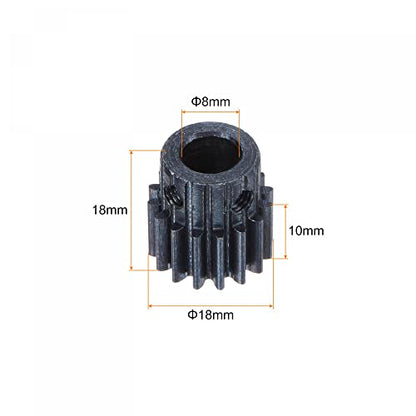 uxcell 1Mod 16T Pinion Gear 8mm Bore Hardened Steel Motor Rack Spur Gear with Step for RC Car Truck Buggy Gear Drive, 2 Set