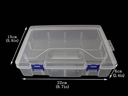 3pcs Clear Plastic Organizer Container Box, 8.7'' x5.9'' x 2.4 '' Containers Storage with Snap-tight Closure Latch For Pencils, Puzzles, Beads,Jewelry Making & Sewing Crafts (22x15x6cm) - size: 3pcs Large Box