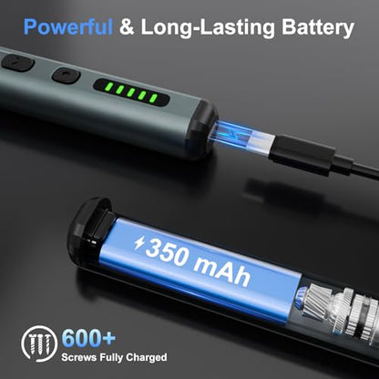 STREBITO Electric Screwdriver, 67 in 1 Mini Electric Screwdriver | 50 S2 Magnetic Bits, 5 Torque Settings, 4 LED Lights, Precision Screwdriver Set for Laptop, Computer & Electronics Repair - color: Standard Black