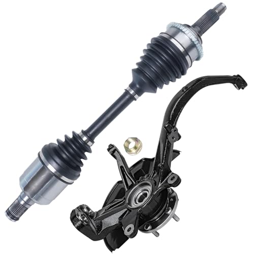 Detroit Axle - Front Left Steering Knuckle CV Axle for 2006-2009 | Ford Fusion Mercury Milan, 2006 Lincoln Zephyr, Driver Side CV Axle Shaft Steering Knuckle & Wheel Bearing Hub Replacement - size: 2UX47645/Pair