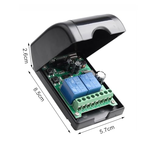 Universal Wireless Remote Control Switch DC 12V 24V 36V 48V 2CH 10A Relay Receiver Module with 2 Channel RF Remote Transmitter for Various Wireless Controls