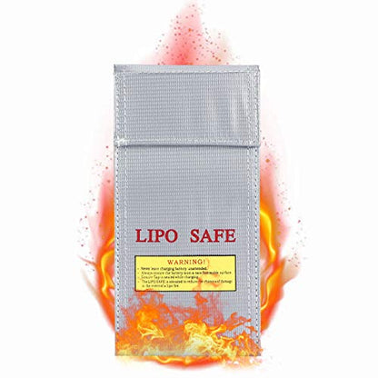 Glass Fiber Lithium Ion li po Safe Bags Fireproof Explosion Proof Storage Pouch Box Protector for Charging and Storage 10x20cm Silver , Battery Bag , Glass Fiber Lithium Ion li po Safe Lipo Bags