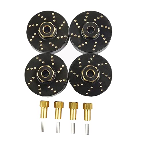 4pcs 13g Brass Wheel Weights with 7mm Wheel Hex Hub Extended Wheel Hubs Adapter for Axial SCX24 AXI90081 AXI00001 AXI00002 AXI00005 AXI00006 Upgrades 1/24 RC Crawler Car (Black)