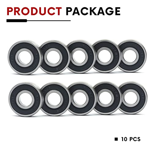 10 Pcs 6201-2RS Double Rubber Sealed Deep Groove Ball Bearings 12x32x10mm, Deep Groove Ball Bearing ABCE-3 Pre-Lubricated, Chromium Bearing Steel (6201-2RS,10) - size: 6201-2RS