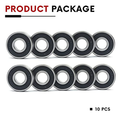 10 Pcs 6201-2RS Double Rubber Sealed Deep Groove Ball Bearings 12x32x10mm, Deep Groove Ball Bearing ABCE-3 Pre-Lubricated, Chromium Bearing Steel (6201-2RS,10) - size: 6201-2RS