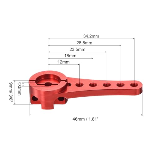 MECCANIXITY 4 Pcs Aluminum Servo Horn Long 25T 25 Teeth Steering Arm 46mm Length Red for DIY RC Car/Boat/Airplanes Boat Model with 2 Pcs Screws - color: Red
