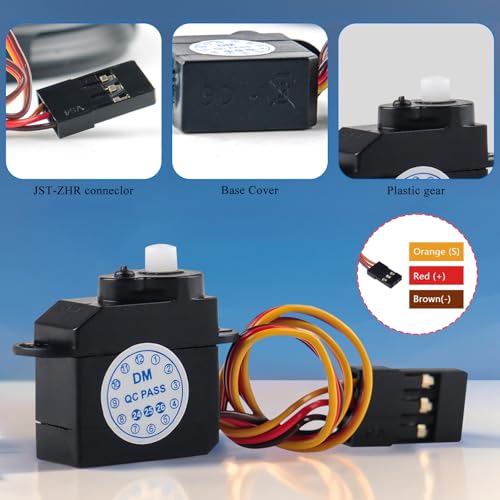 DM-S0020 2.1g RC Micro Servo 180 Degree Mini servo with JR Connector 4.8V-6V for RC Hobby Parts (Pack of 2)