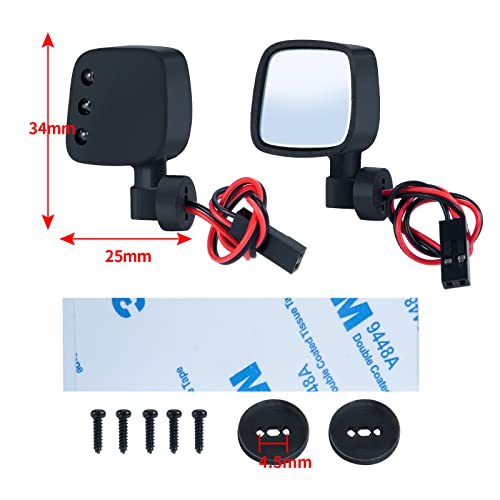 SWX LED Rear View Mirror Kit for 1/10 SCX10 RC Crawler Upgrade | LED Side Mirror, Rear View Mirror, SCX10, 1/10 Crawler, Scale Accessory