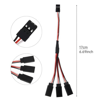 6Pcs 3 Pin JST Plug Splitters Servo Cord Wire, 15cm Male to 3 Female Y Harness Connector Servo Extension Cable Fit for Futaba JR RC Car or Airplanes (Male to 3 Female) - size: Male to 3 Female