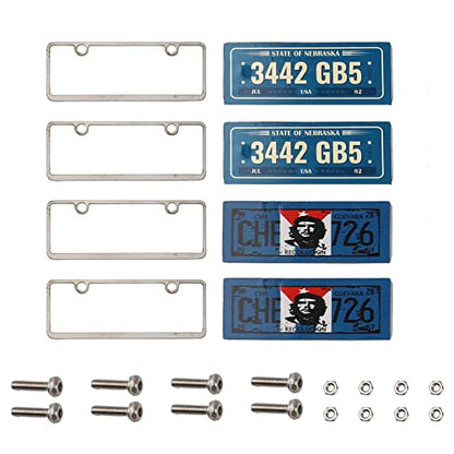 4PCS HIRCQOO Metal RC Car License Plate Kit Decorations Accessories Compatible with Traxxas TRX-4 Tamiya CC01 Axial SCX10 D90 1/10 RC Crawler Car (CHE726+3442GB5) - style: CHE726+3442GB5