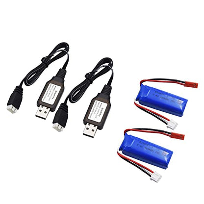 Blomiky 2 Pack 7.4V 450mAh 25C JST Plug Lipo Rechargeable Battery with Charger Cable for WLTOYS 284131 P939 K969 K979 K999 K989 P929 281431 RC Trucks K969 Battery 2