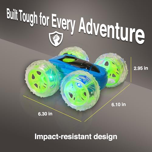 Contixo SC3 RC Stunt Car, Blue 2.4GHz 4WD Double-Sided 360° Rotating flip Racer Remote Control Toy Cars with LED Lights for Kids Girls Boys Age 4-12 Birthday Gift - color: Blue