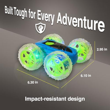 Contixo SC3 RC Stunt Car, Blue 2.4GHz 4WD Double-Sided 360° Rotating flip Racer Remote Control Toy Cars with LED Lights for Kids Girls Boys Age 4-12 Birthday Gift - color: Blue
