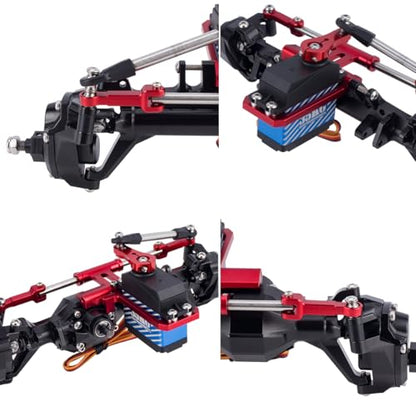 Aluminium BTA Servo Mount and Steering Link Linkage for 1/10 RC Crawler Vanquish Phoenix VS4-10 F10 Portal Axle Upgrade (Black) - color: Black