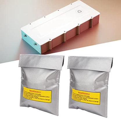 Lithium Battery Safety Bag, Durable Fire Charging Storage Pouch for RC Drone PVC Fiber 180 x 230 x 5 mm 2 Pack