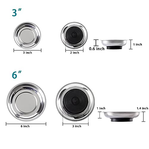 5 Pieces Magnetic Trays Set Stainless Steel Magnet Tool Tray Parts Holder for Screws, Sockets, Bolts, Pins, Mechanic's and Automotive - size: 5 Pieces Set
