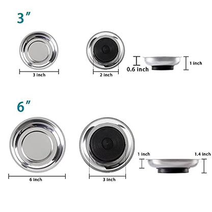 5 Pieces Magnetic Trays Set Stainless Steel Magnet Tool Tray Parts Holder for Screws, Sockets, Bolts, Pins, Mechanic's and Automotive - size: 5 Pieces Set