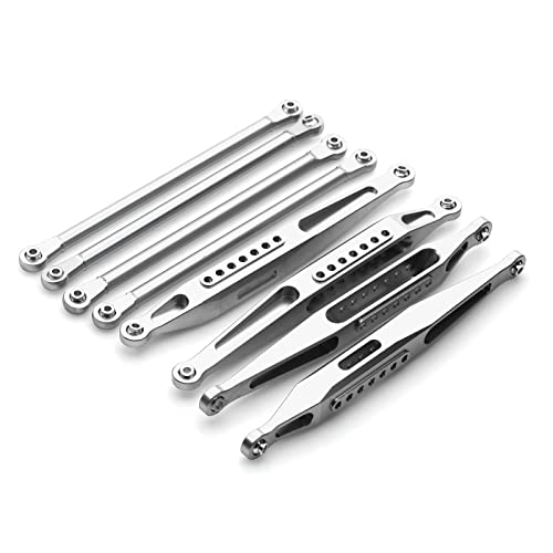 RC Car Tie Rod,Aluminum Alloy Upper Lower Tie Link Rods Set for LOSI 1/8 LMT 4WD Solid AXLE Monster Steering Tie Rod Linkage Part (Silver) - color: Silver