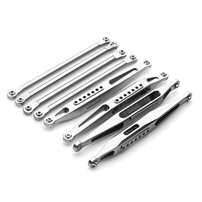 RC Car Tie Rod,Aluminum Alloy Upper Lower Tie Link Rods Set for LOSI 1/8 LMT 4WD Solid AXLE Monster Steering Tie Rod Linkage Part (Silver) - color: Silver