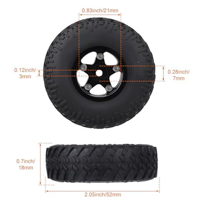 4PCS 1.0 Beadlock Wheel Rims Tires Set w/Locknuts and Wrench for 1/24 RC Crawler Car Axial SCX24 90081 AXI00001 AXI00002 Parts (Style 2)
