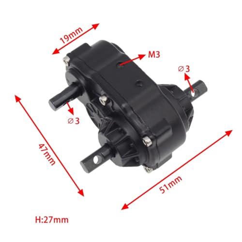 RC car Components Compatible with Axial for SCX10 D90 D110 TF2 1/10 RC Crawler Upgrade Parts Metal Gearbox Transfer Case with 72mm Mount | Black - color: Black
