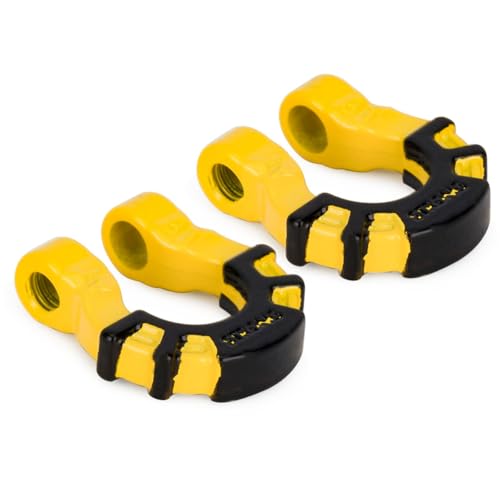4Pcs Metal Tow Shackle Trailer Buckle for SCX10 TRX4 1/10 RC Crawler | Durable metal shackles, compatible with CC01 D90 D110 TF2. Perfect for tow hook upgrade,off-road crawler accessories.4-pack. - color: Yellow